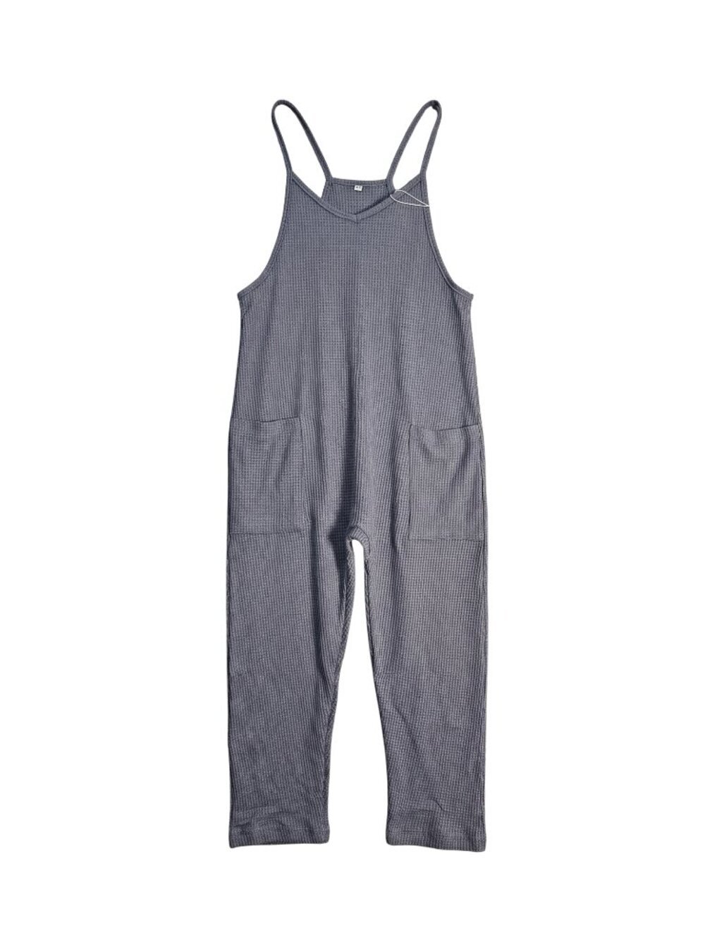 NWT | Kids Gray Ribbed Knit Jumpsuit Overalls Wide Strap Tapered Leg | Size 5/6